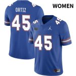 Women's Florida Gators #45 Marco Ortiz NCAA Jordan Brand Royal NIL 2022 Authentic Stitched College Football Jersey RHB6162JF